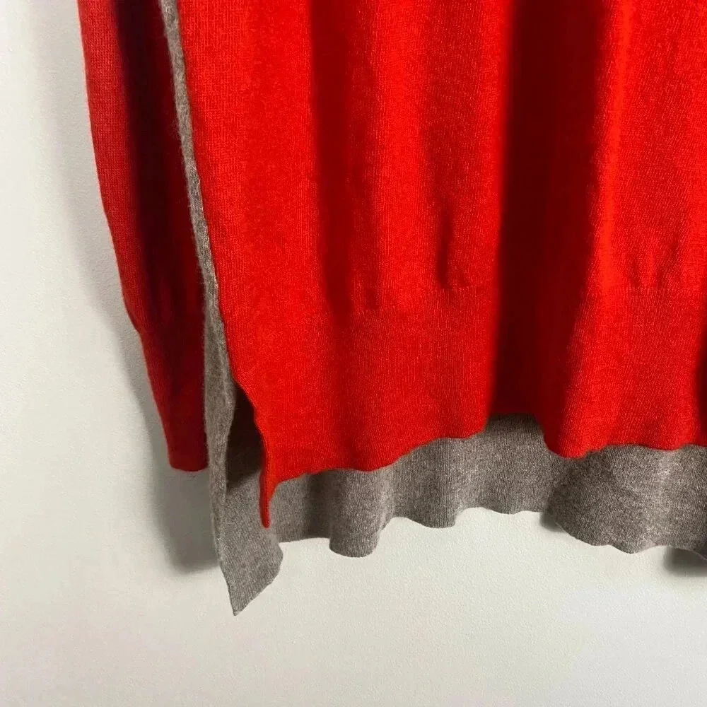 J. Crew Wool Red and Tan Color Block Tunic Sweater